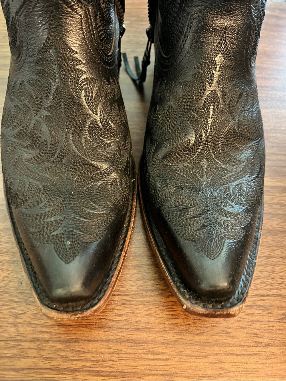 Ariat Cate X Toe Black Embroidered Leather Women's Western Heeled Boots - Picture 4 of 9